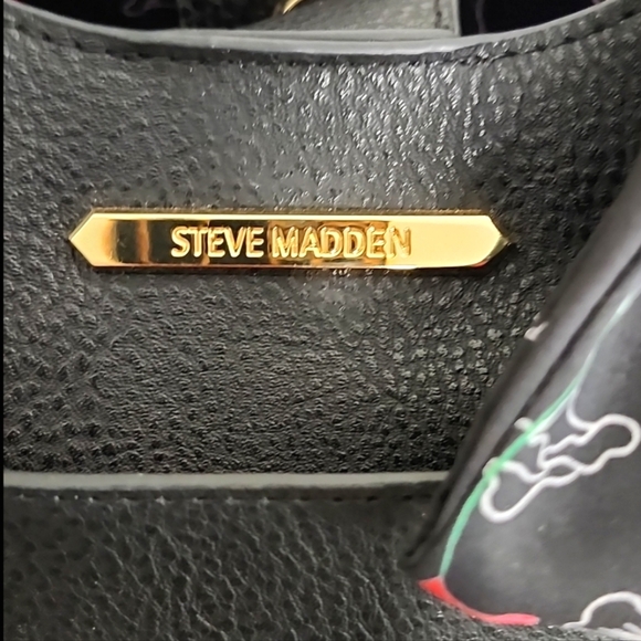 👉STEVE MADDEN BREECE BLK SATCHEL BAG W/ COLORFUL SCARF, STRAPS & POUCH ~VEGAN - Picture 3 of 11